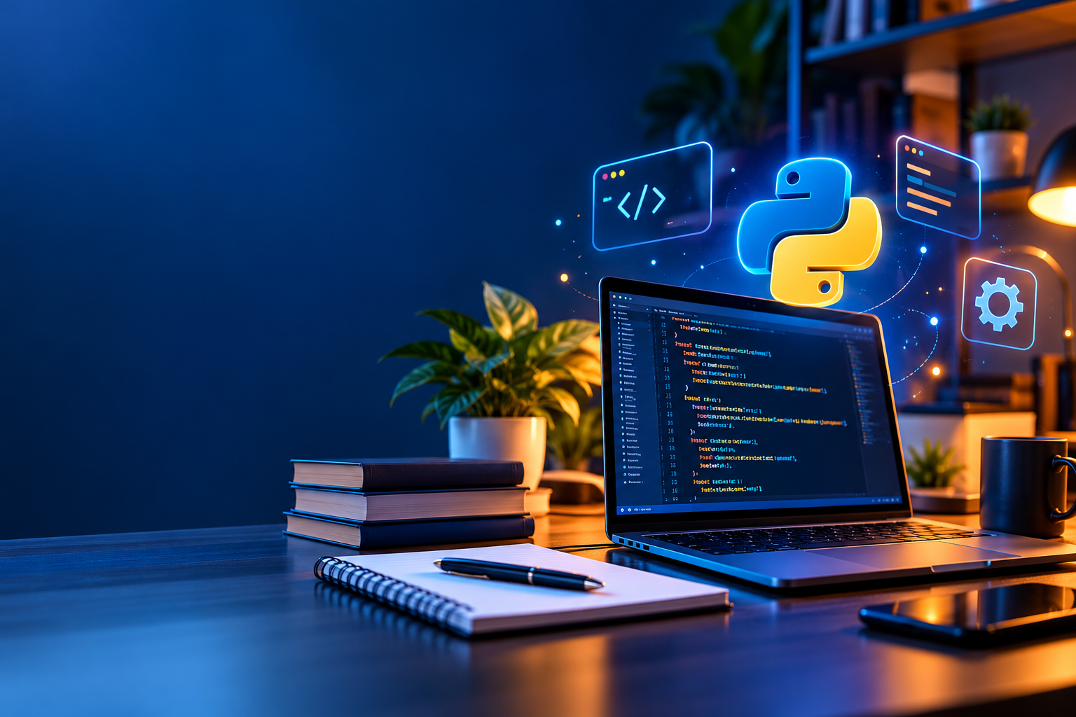Python for beginners learning programming on a laptop